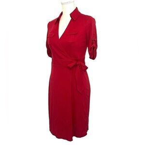 ANN TAYLOR LOFT Deep Red Wrap Dress Size 2P